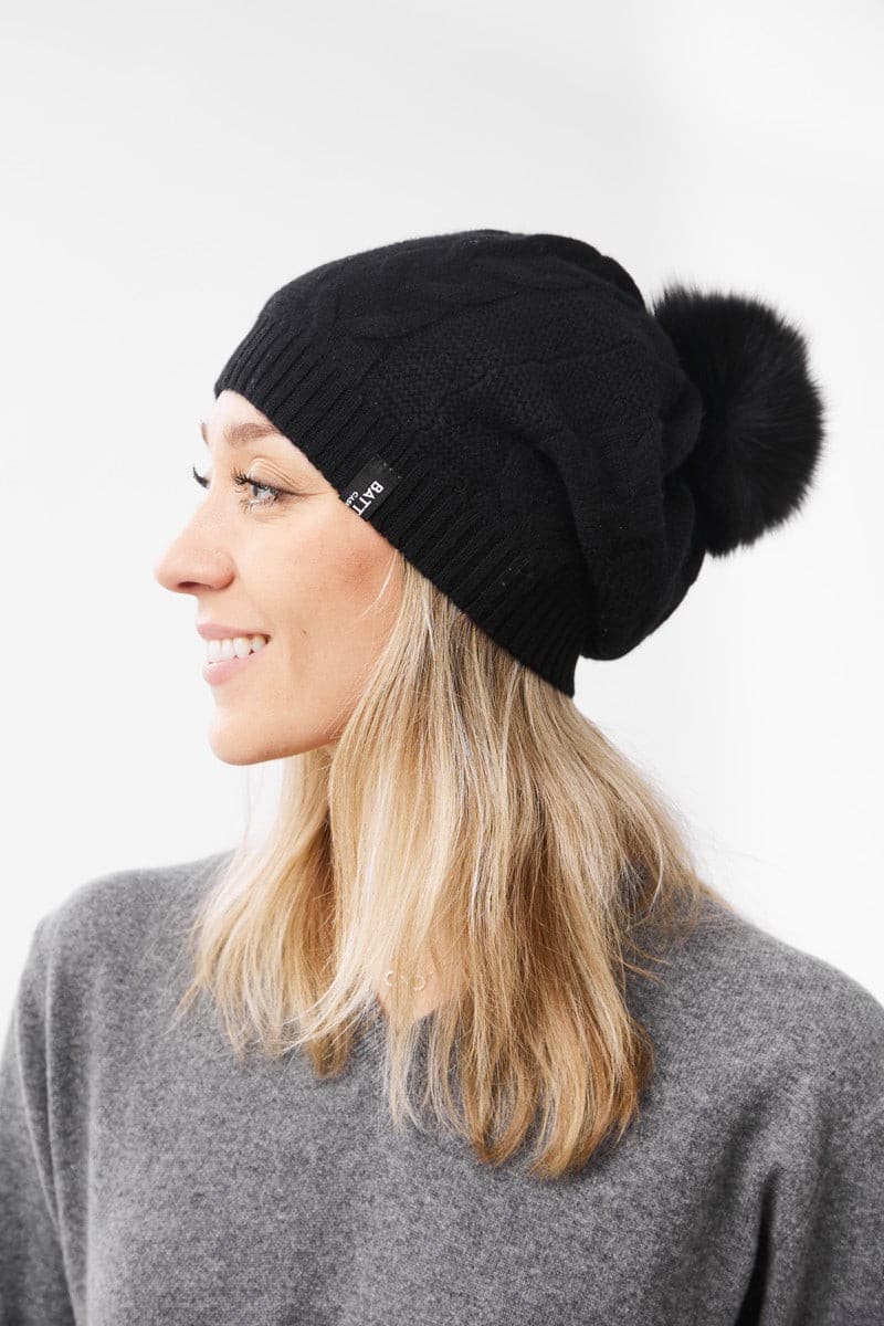 Mongolian Cashmere Pom Pom Beanie