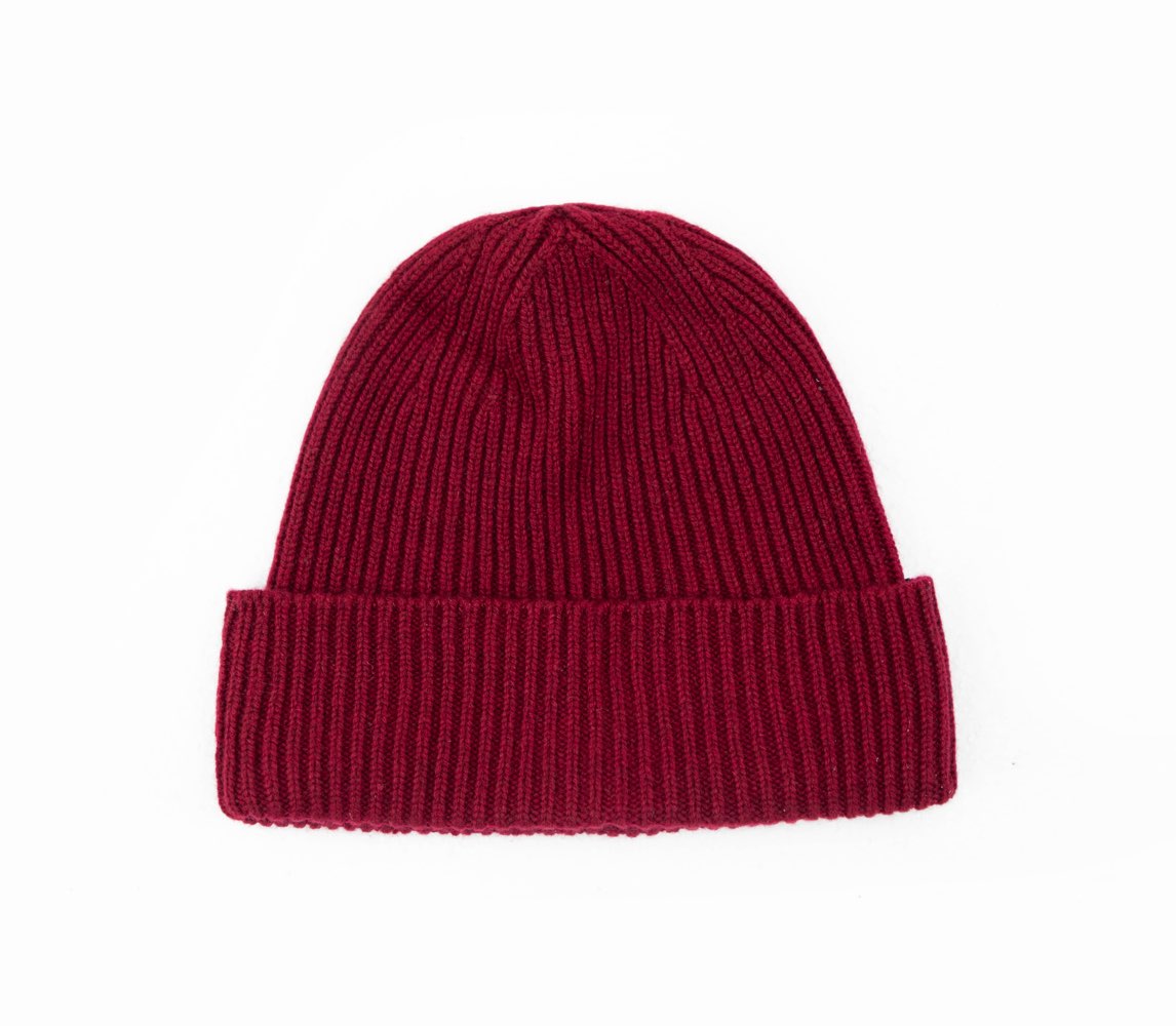Maroon Red Cashmere Hat - 100% Mongolian Cashmere