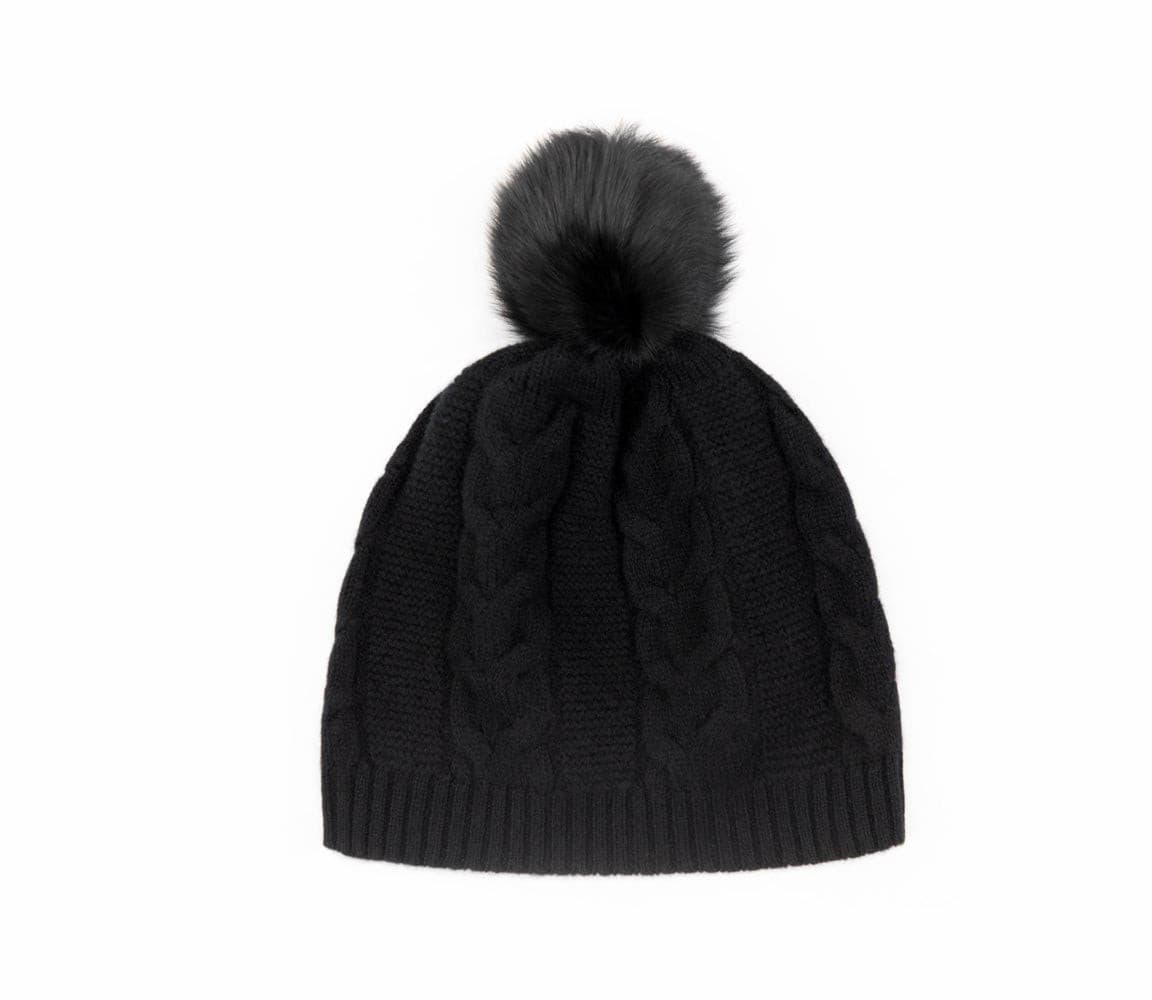 Black Cashmere Hat - 100% Mongolian Cashmere